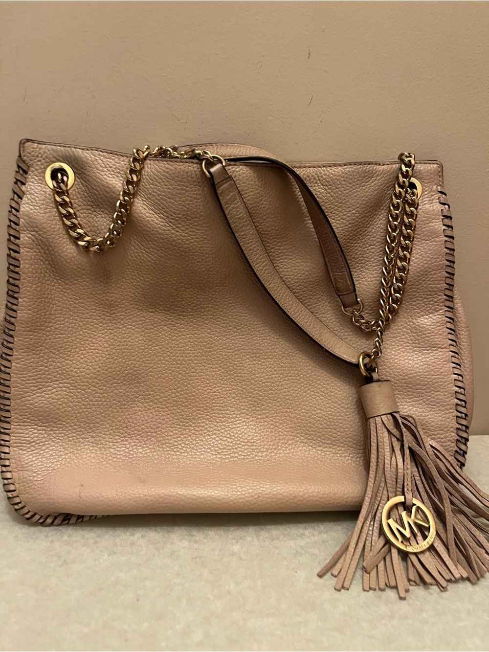 Michael Kors Whipped Chelsea Blush Pale Pink Rare Large Shoulder Bag Leather,